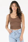 Angie | Brown Scoop Neck Tank
