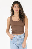 Angie | Brown Scoop Neck Tank