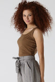 Angie | Brown Scoop Neck Tank