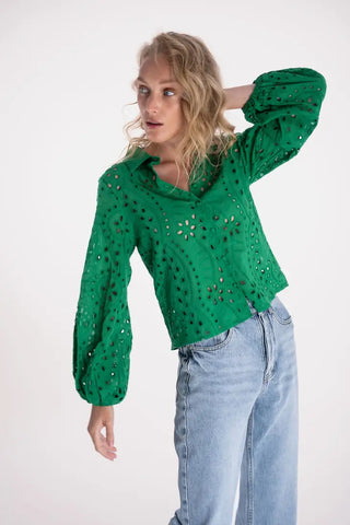 Cropped Green Blouse