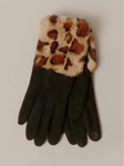 Faux Suede and Faux Fur Cuff Smart Gloves