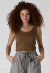 Angie | Brown Scoop Neck Tank