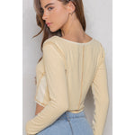 Cropped Round Neck Long Sleeve Top