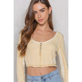 Cropped Round Neck Long Sleeve Top
