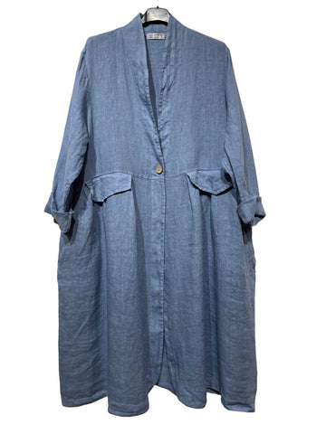 Blue Linen Jacket Dress