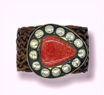 Premium Handmade Moroccan Leather Belt with Large Buckle: Brown