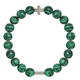 Charged Malachite & Silver Elastic Bracelet